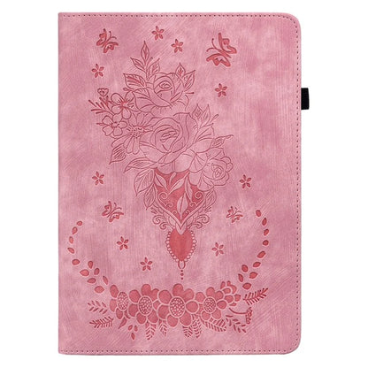 For iPad Air 11 (2024) Shockproof PU Leather Tablet Case Card Slot Imprinted Rose Flower Protection Cover