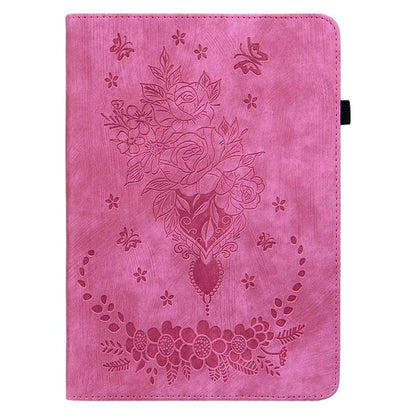 For iPad Air 11 (2024) Shockproof PU Leather Tablet Case Card Slot Imprinted Rose Flower Protection Cover