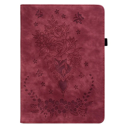 For iPad Air 11 (2024) Shockproof PU Leather Tablet Case Card Slot Imprinted Rose Flower Protection Cover