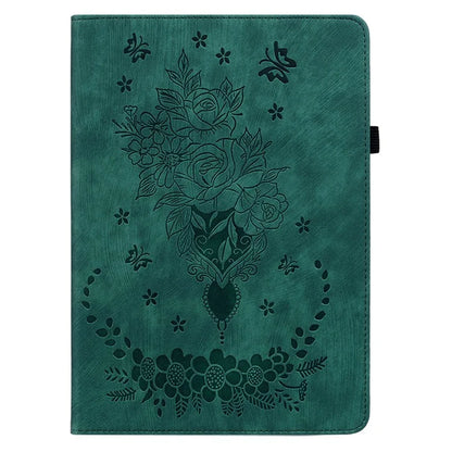 For iPad Air 11 (2024) Shockproof PU Leather Tablet Case Card Slot Imprinted Rose Flower Protection Cover