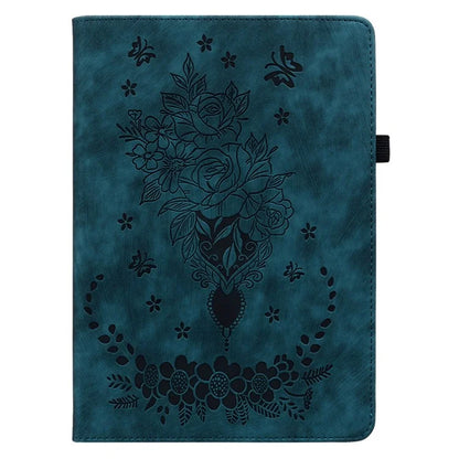 For iPad Air 11 (2024) Shockproof PU Leather Tablet Case Card Slot Imprinted Rose Flower Protection Cover