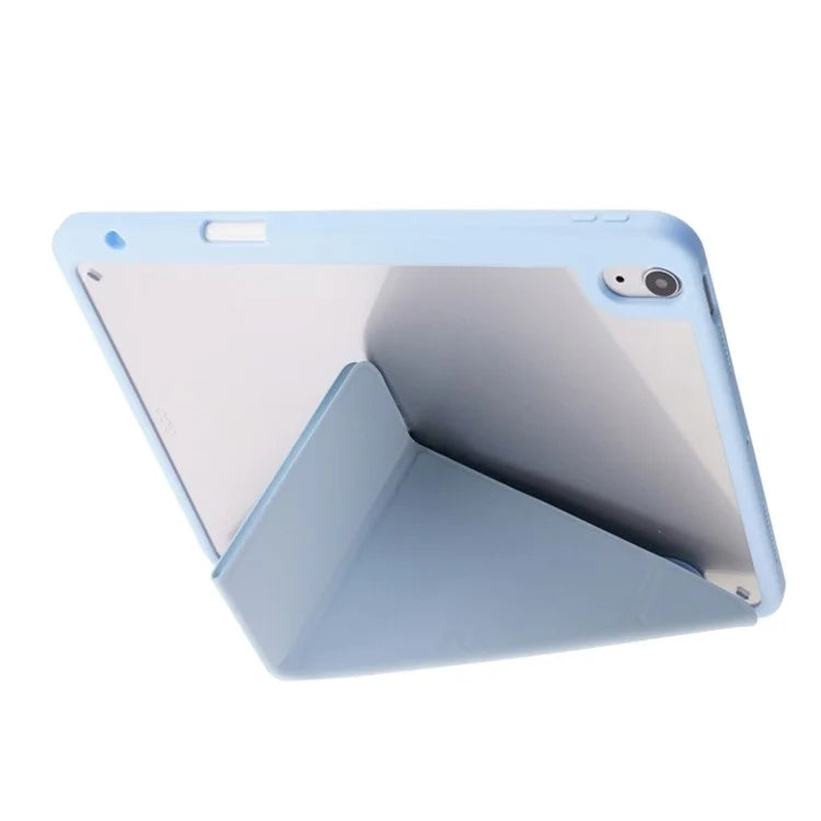 For iPad Air 11 (2024) Case Origami Stand PU Leather+TPU+Acrylic Solid Color Tablet Cover