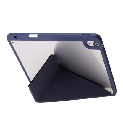 For iPad Air 11 (2024) Case Origami Stand PU Leather+TPU+Acrylic Solid Color Tablet Cover