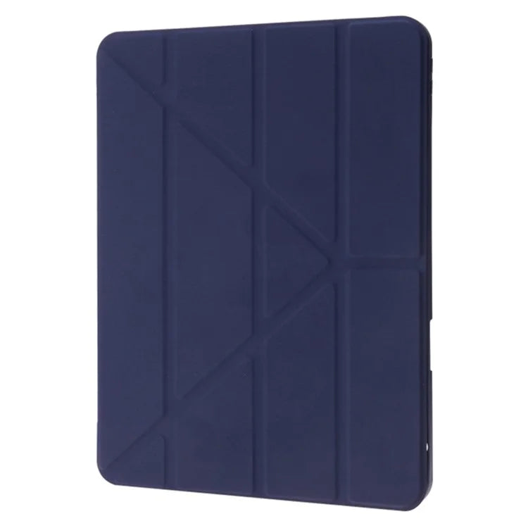 For iPad Air 11 (2024) Case Origami Stand PU Leather+TPU+Acrylic Solid Color Tablet Cover