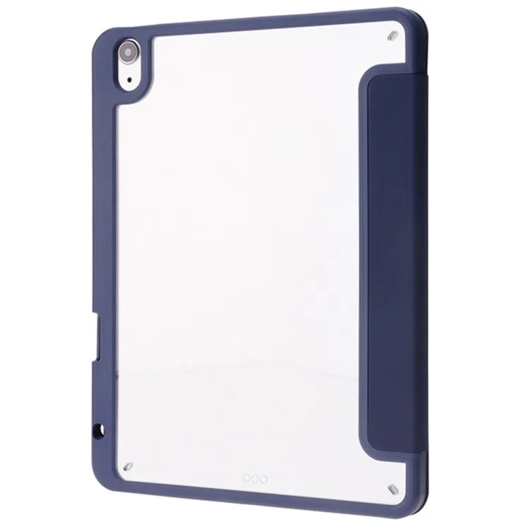 For iPad Air 11 (2024) Case Origami Stand PU Leather+TPU+Acrylic Solid Color Tablet Cover