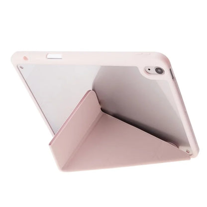 For iPad Air 11 (2024) Case Origami Stand PU Leather+TPU+Acrylic Solid Color Tablet Cover