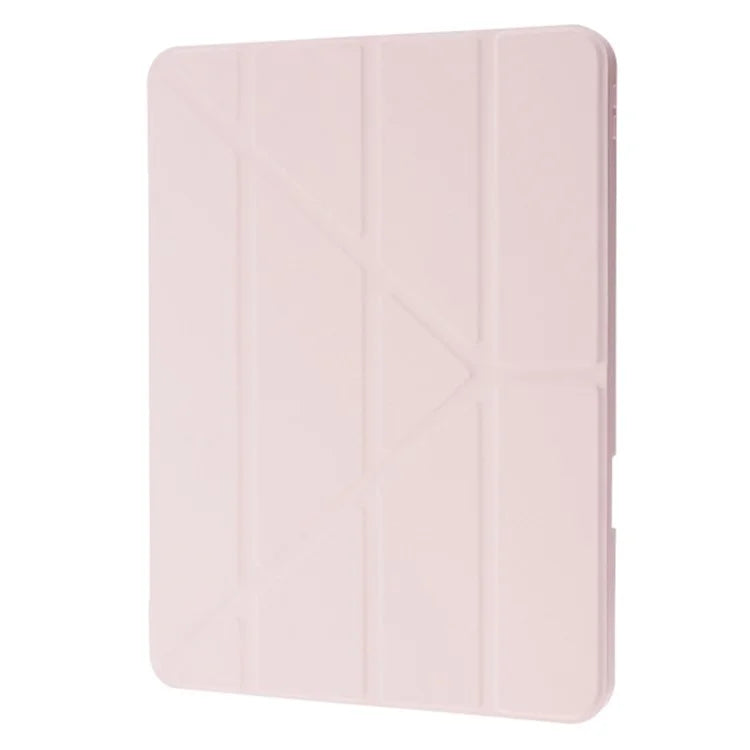 For iPad Air 11 (2024) Case Origami Stand PU Leather+TPU+Acrylic Solid Color Tablet Cover