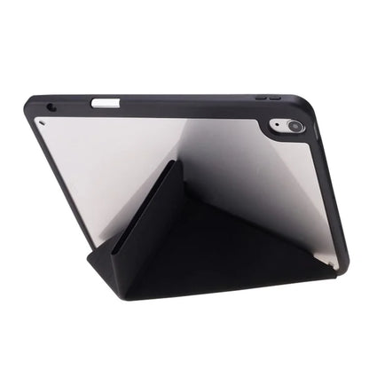 For iPad Air 11 (2024) Case Origami Stand PU Leather+TPU+Acrylic Solid Color Tablet Cover