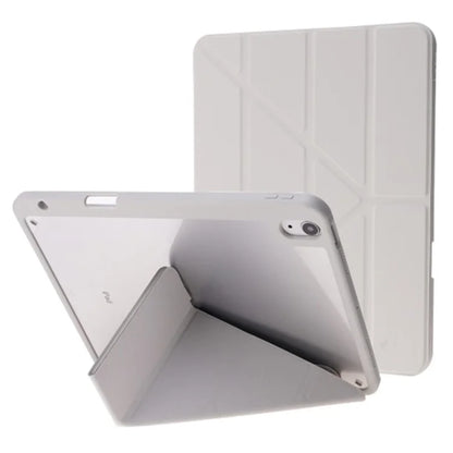 For iPad Air 11 (2024) Case Origami Stand PU Leather+TPU+Acrylic Solid Color Tablet Cover