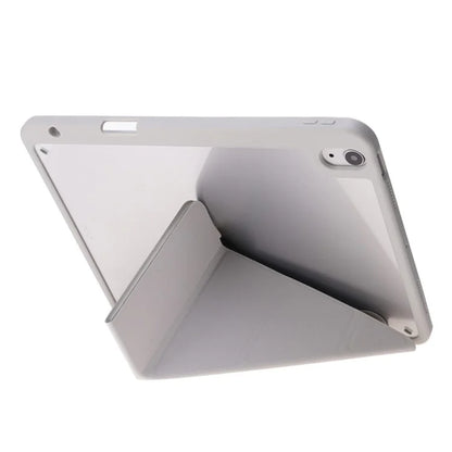 For iPad Air 11 (2024) Case Origami Stand PU Leather+TPU+Acrylic Solid Color Tablet Cover