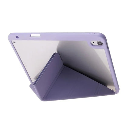 For iPad Air 11 (2024) Case Origami Stand PU Leather+TPU+Acrylic Solid Color Tablet Cover