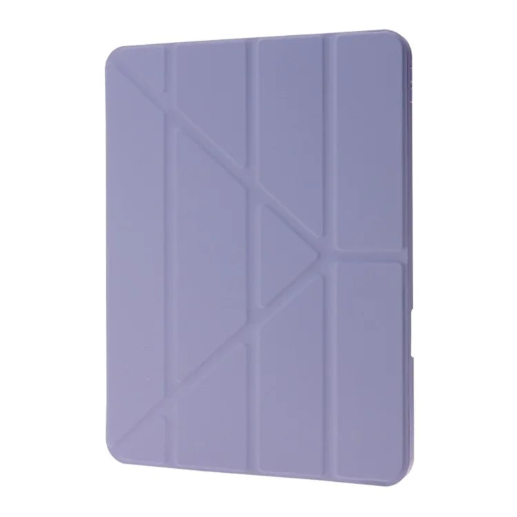 For iPad Air 11 (2024) Case Origami Stand PU Leather+TPU+Acrylic Solid Color Tablet Cover