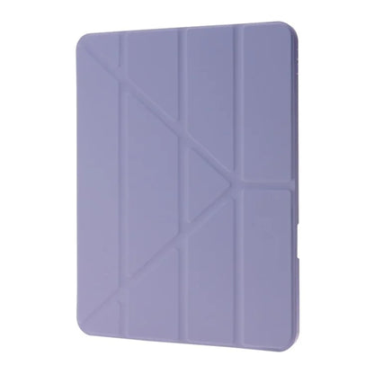 For iPad Air 11 (2024) Case Origami Stand PU Leather+TPU+Acrylic Solid Color Tablet Cover