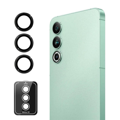 ENKAY HAT PRINCE For Meizu 20 1 Set Camera Lens Protector Tempered Glass+Metal Ring Lens Film