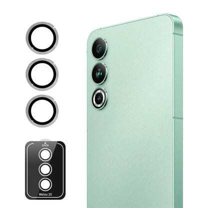 ENKAY HAT PRINCE For Meizu 20 1 Set Camera Lens Protector Tempered Glass+Metal Ring Lens Film