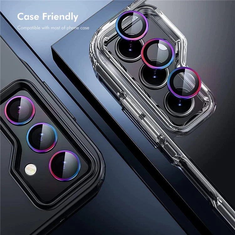 ENKAY HAT PRINCE For Samsung Galaxy M55 5G / C55 5G / F55 5G Camera Lens Protector Set 9H Hardness Lens Film with Metal Ring Trim