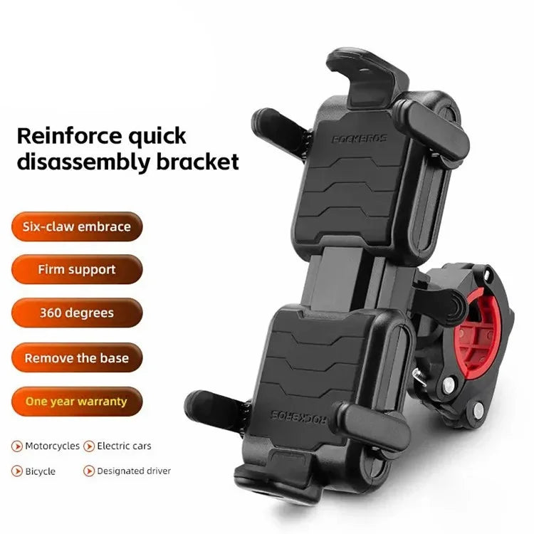 ROCKBROS Bicycle Six-Claw Cell Phone Bracket Quick Release Phone Holder for E-Bike Motorcycle