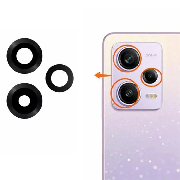 For Xiaomi Redmi Note 12 Pro 5G 1 Set Rear Back Camera Lens Cover Replacement Part (without Logo)