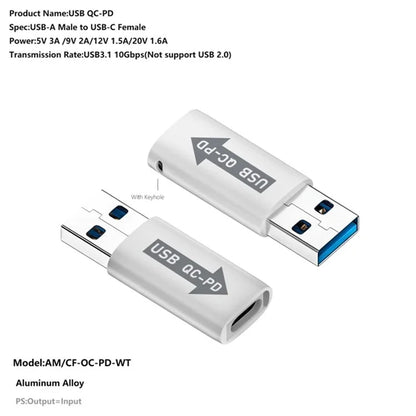 AM / CF-OC-PD USB-A QC3.1 to Type-C PD Converter Adapter with 10Gbps Data Transfer