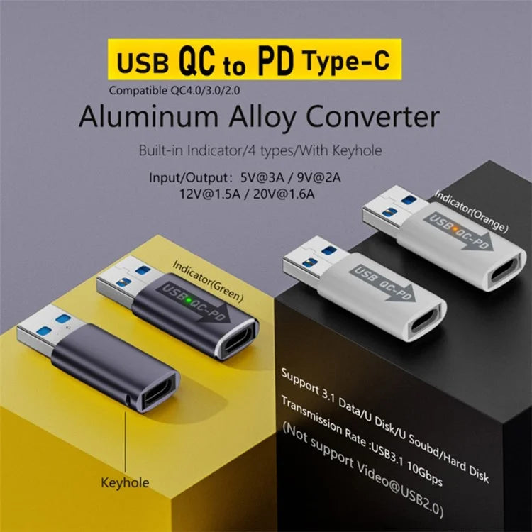 AM / CF-OC-PD USB-A QC3.1 to Type-C PD Converter Adapter with 10Gbps Data Transfer