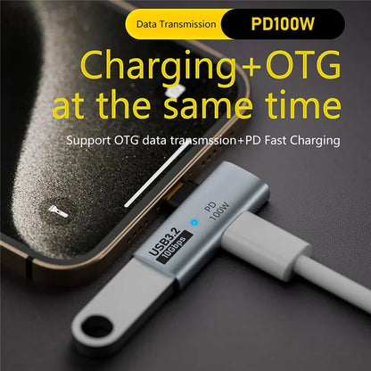 USB 3.2 Adapter Type-C to USB-A  /  USB-C Adapter 10Gbps OTG USB-C 2 to 1 Converter with PD 100W Charge