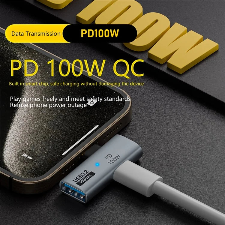 USB 3.2 Adapter Type-C to USB-A  /  USB-C Adapter 10Gbps OTG USB-C 2 to 1 Converter with PD 100W Charge