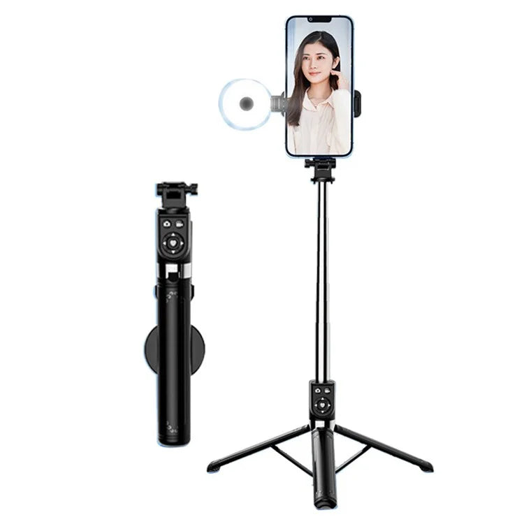 Z14 Pro 140cm Telescopic Tripod Stand with Fill Light Wireless Bluetooth Selfie Stick