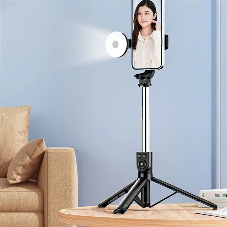 Z14 Pro 140cm Telescopic Tripod Stand with Fill Light Wireless Bluetooth Selfie Stick