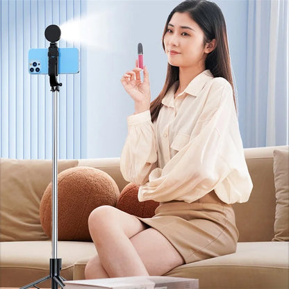 Z14 Pro 140cm Telescopic Tripod Stand with Fill Light Wireless Bluetooth Selfie Stick