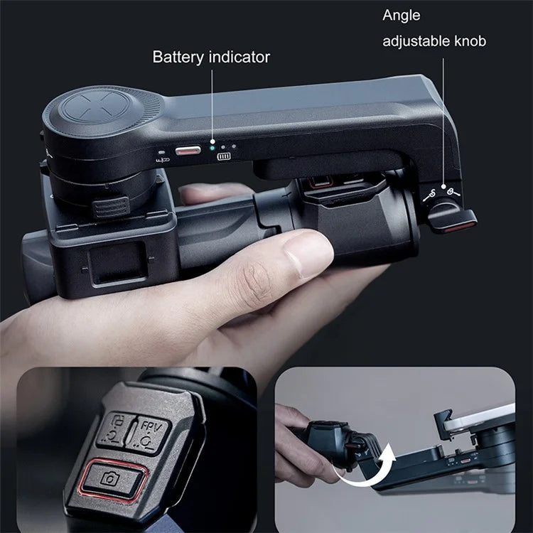 A10 Adjustable Multi-Function Stabilizer with LED Light, Two-Axis Gimbal Selfie Stick