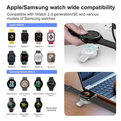 X512 For Apple Samsung Universal Watch Charger Mini Magnetic Wireless Charging Pad with Type-C+USB Plug