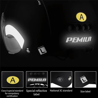 PEMILA V-08 T1 Bike Cycling Helmet Motorcycle Helmet with Clear Visor Panel, Size: L