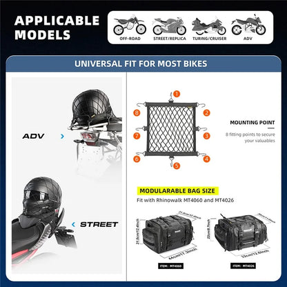 RHINOWALK Motorcycle Helmet Fixing Net Anti-lost Motorbike Tail Helmet Holder Net