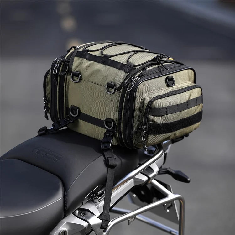 RHINOWALK MT4026 19L Expandable Motorcycle Rear Rack Storage Bag Motorbike Tail Pannier Pack