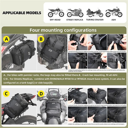 RHINOWALK MT2206 6L Waterproof Motorcycle Side Storage Bag Motorbike Side Bumper Bag