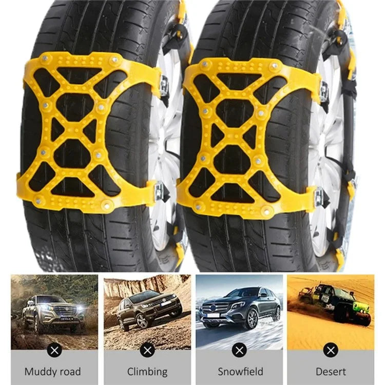 6Pcs Emergency Tire Snow Chain TPU Anti-Skid Strap Car Off-Road Safety Wheel Chain