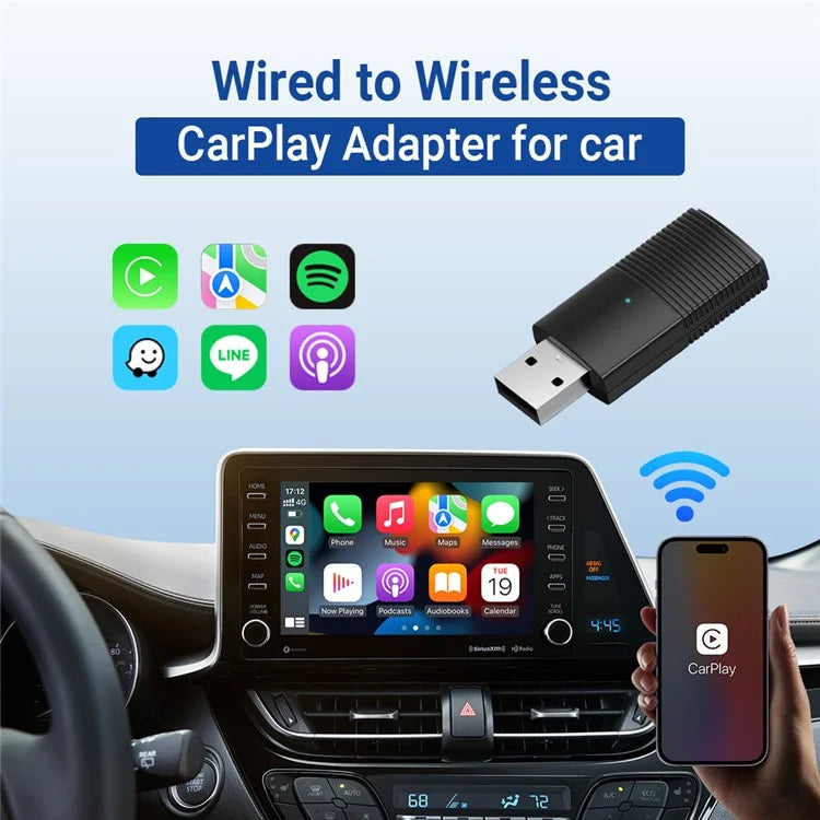 Mini Car Wireless Carplay Adapter Wired to Wireless Carplay Dongle for iPhone