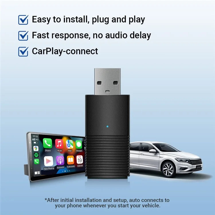 Mini Car Wireless Carplay Adapter Wired to Wireless Carplay Dongle for iPhone