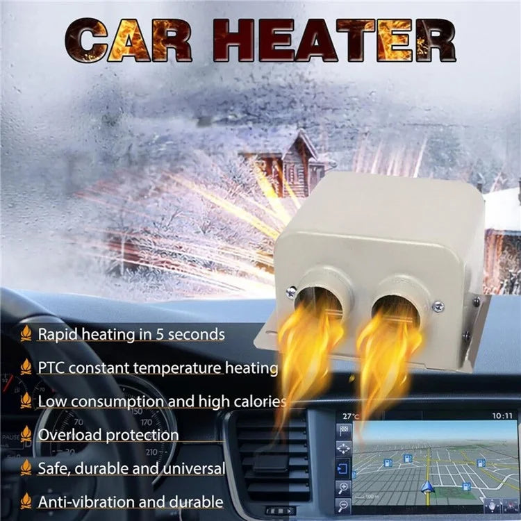 24V 800W Dual Hole Car Heater Window Defrosting Defogging Vehicle Interior PTC Heater