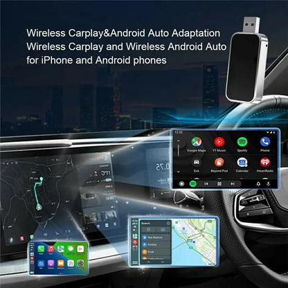 Q1BZ 2-in-1 Carplay Android Auto Dongle Box Wired to Wireless Plug and Play USB Adapter