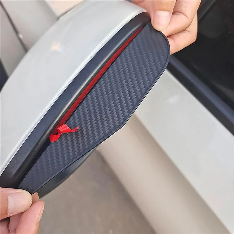 2Pcs Car Rearview Mirror Rain Baffle Carbon Fiber Texture Vehicle Side Mirror PVC Rain Blocker