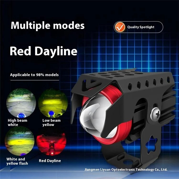 4 Modes Motorcycle LED Spotlight Motorbike Auxiliary Fog Light 3 Color External Work Light