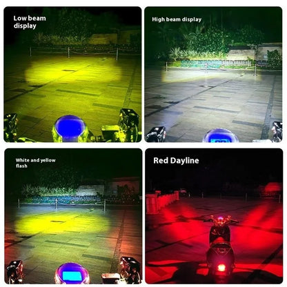 4 Modes Motorcycle LED Spotlight Motorbike Auxiliary Fog Light 3 Color External Work Light