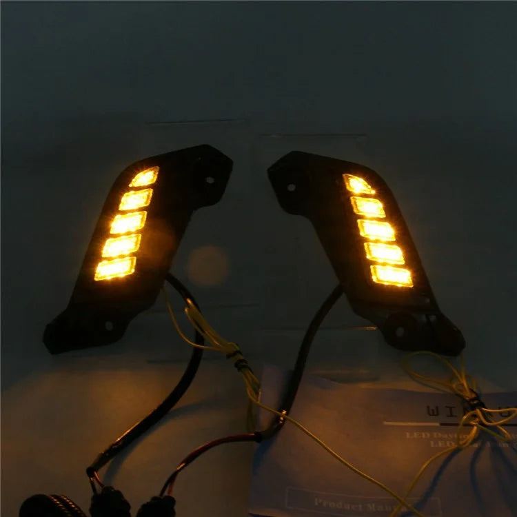 For Toyota Tacoma 2011-2015 1 Pair Car DRL Light Waterproof White+Yellow LED Turn Signal Lamp