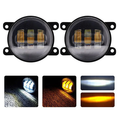 2Pcs for Wrangler / CJ-5 / CJ-7 / CJ-8 SUV LED Fog Light White+Yellow Two Color Headlight Modified Front Fog Lamp