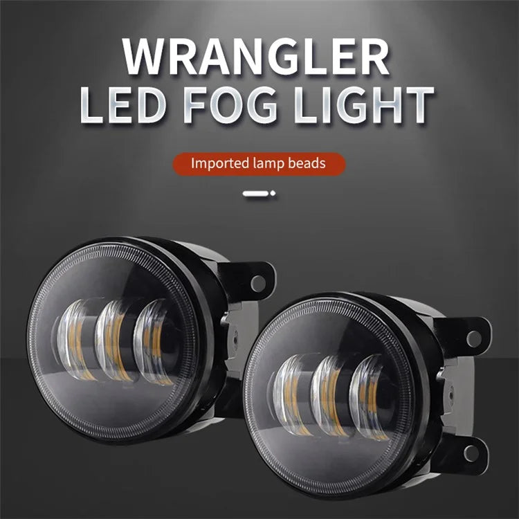 2Pcs for Wrangler / CJ-5 / CJ-7 / CJ-8 SUV LED Fog Light White+Yellow Two Color Headlight Modified Front Fog Lamp