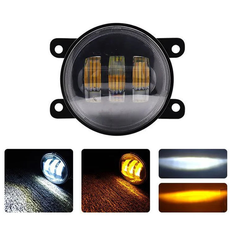 1Pc for Wrangler / CJ-5 / CJ-7 / CJ-8 SUV LED Fog Light White+Yellow Two Color Headlight Modified Front Fog Lamp