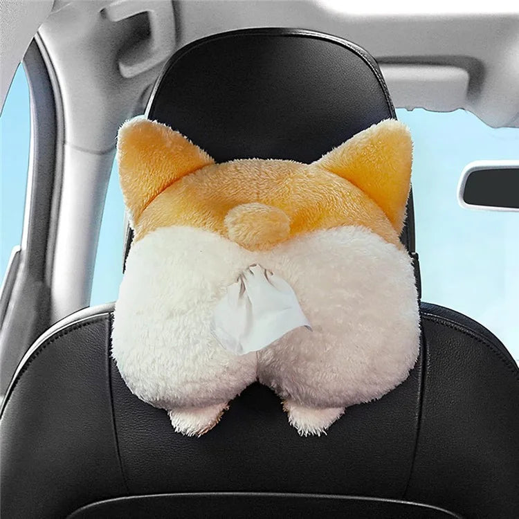 Plush Corgi Butt Funny Car Tissue Box Creative Cute Car Tissue Holder Interior Decoration