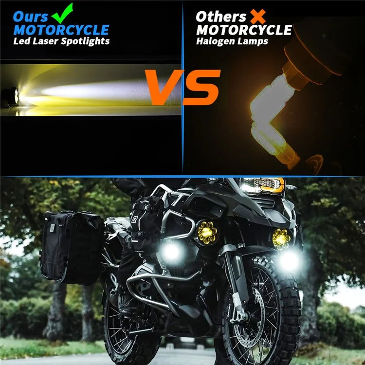 9-80V Motorcycle LED Headlight White+Yellow Light Motorbike Spotlight Safety Front Lamp