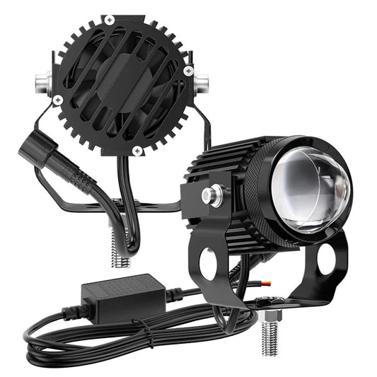 1 Pair / Set Motorcycle LED Headlight Waterproof Motorbike Internal Modified Spotlight with Fan